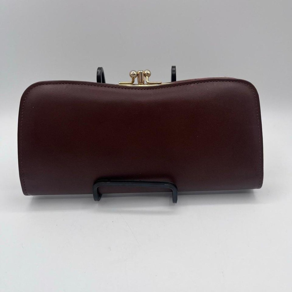 Vintage Amity‎ Brown Leather Woven Clutch Wallet Snap Kiss Lock Coin Purse USA - Picture 2 of 5